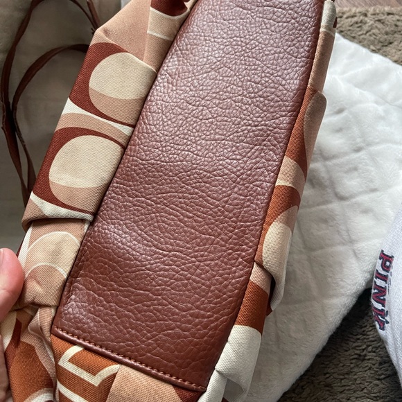 Vintage Coach brown Maggie 16505 Leather Madison OP Art Large Handbag FLAWED - Picture 5 of 15